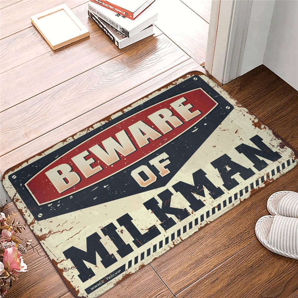 Alfombrillas de bienvenida divertidas con diseño Beware Of Milkman y medidas de 50 x 80 cm
