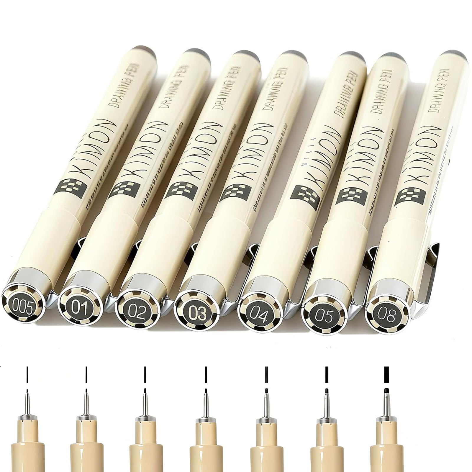 LEIHMMYAO 7 PCS Fine Liner Black Pen Set of Different Thickness, Fineliner Pens, Art Drawing Micron Pens with Waterproof Ink for Sketching, Manga & Technical Drawing