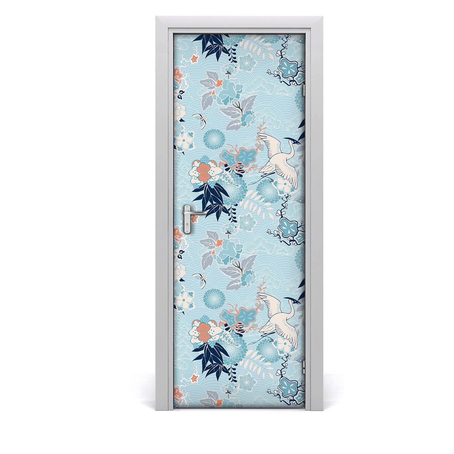 Papier peint sur la porte autocollant 70x200 fleurs de grue kimono poster mural
