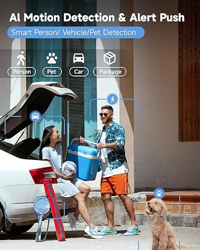 Miniatura 4 de Cámaras de seguridad inalámbricas para exteriores, batería 2K inalámbricas WiFi para seguridad del hogar, detección de movimiento AI, almacenamiento