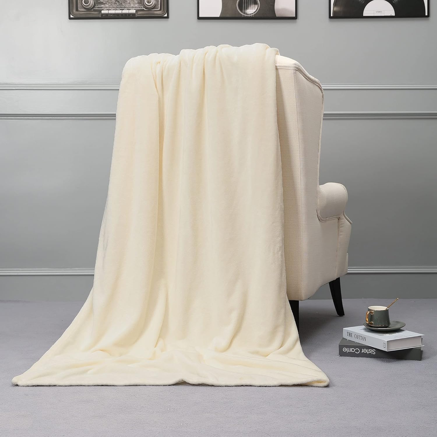 NANPIPER Fleece Blankets, Super Soft Flannel Queen Size Blanket for Bed, Luxury Cozy Microfiber Plush Fuzzy Blanket,Ivory White - Image 6