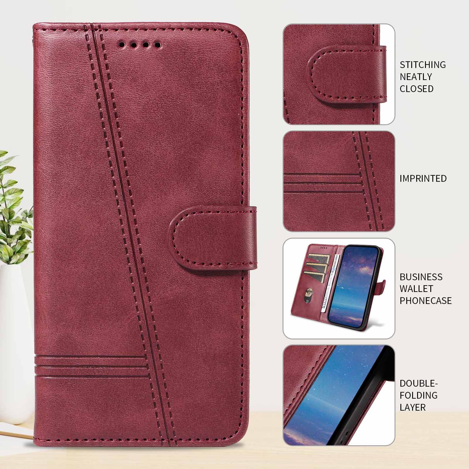 Etui z klapką do telefonu Samsung Galaxy S25 Ultra/S25 Plus/S25, skórzane etui portfelowe na telefon z stojakiem na karty, etui foliowe, odporne na wstrząsy, tworzywo TPU, czerwone, S25plus