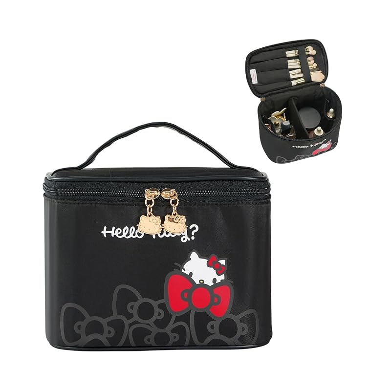 Necessaire de maquiagem Vimanllie grande, impermeável, com alça e compartimento para pincéis