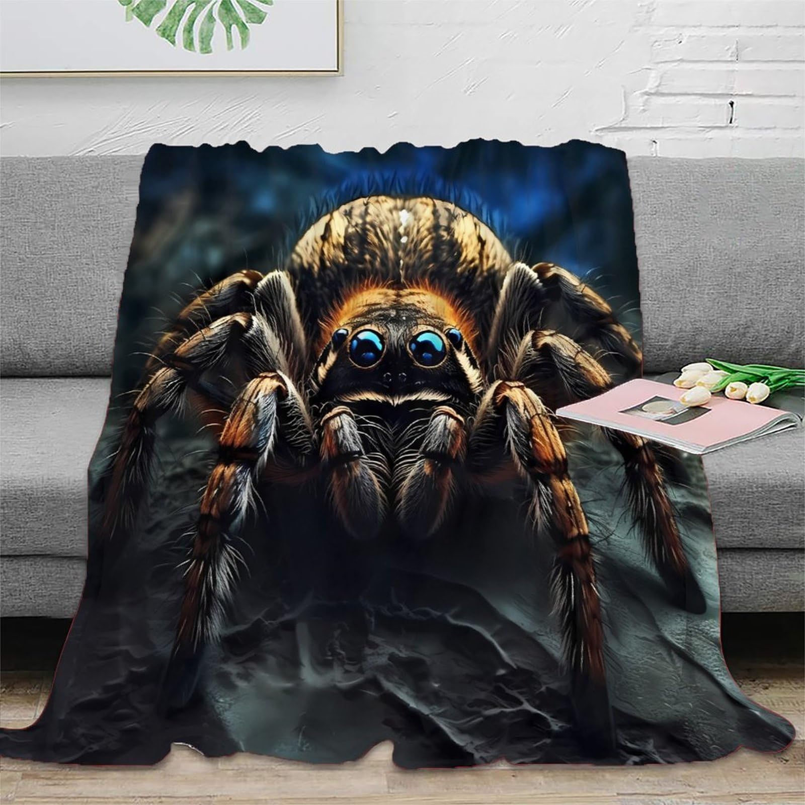 Art couverture jumping spider imprimé 3D microfibre jeté de canapé