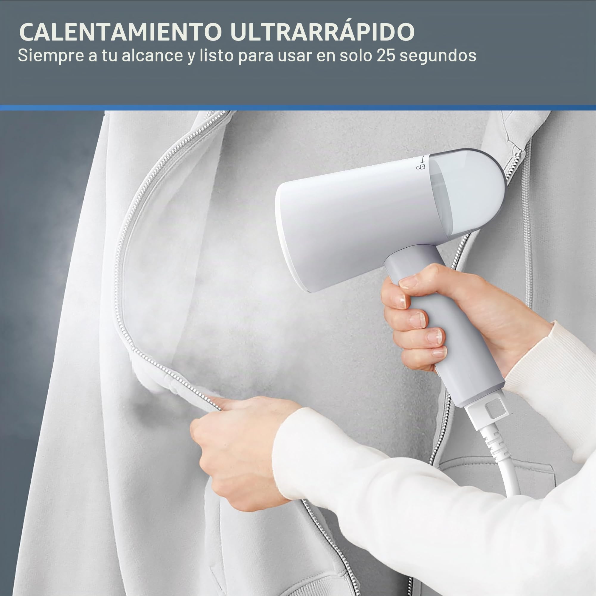 Rowenta, vaporizador para ropa, vaporizador de mano de viaje, capacidad de tanque de 2.2 onzas, plegable, fácil de vapor, 1100 vatios, planchado, vaporizador de ropa gris, esenciales para día festivo,