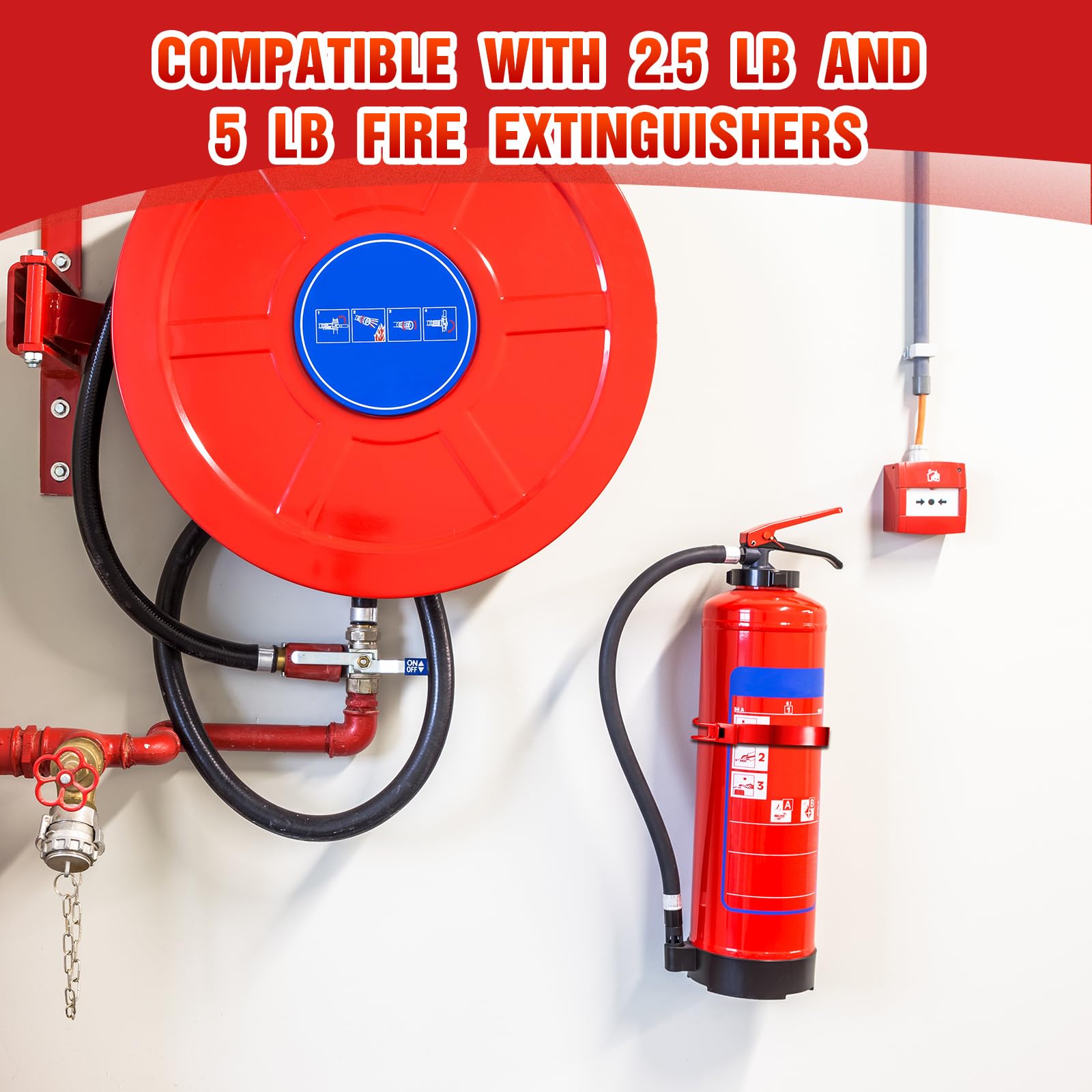 Therwen 10 soportes de montaje para extintor de incendios de 2.5 libras, 5 libras, soporte de pared para extintor de incendios pequeño, soporte de pared de acero inoxidable, rojo (20 piezas)