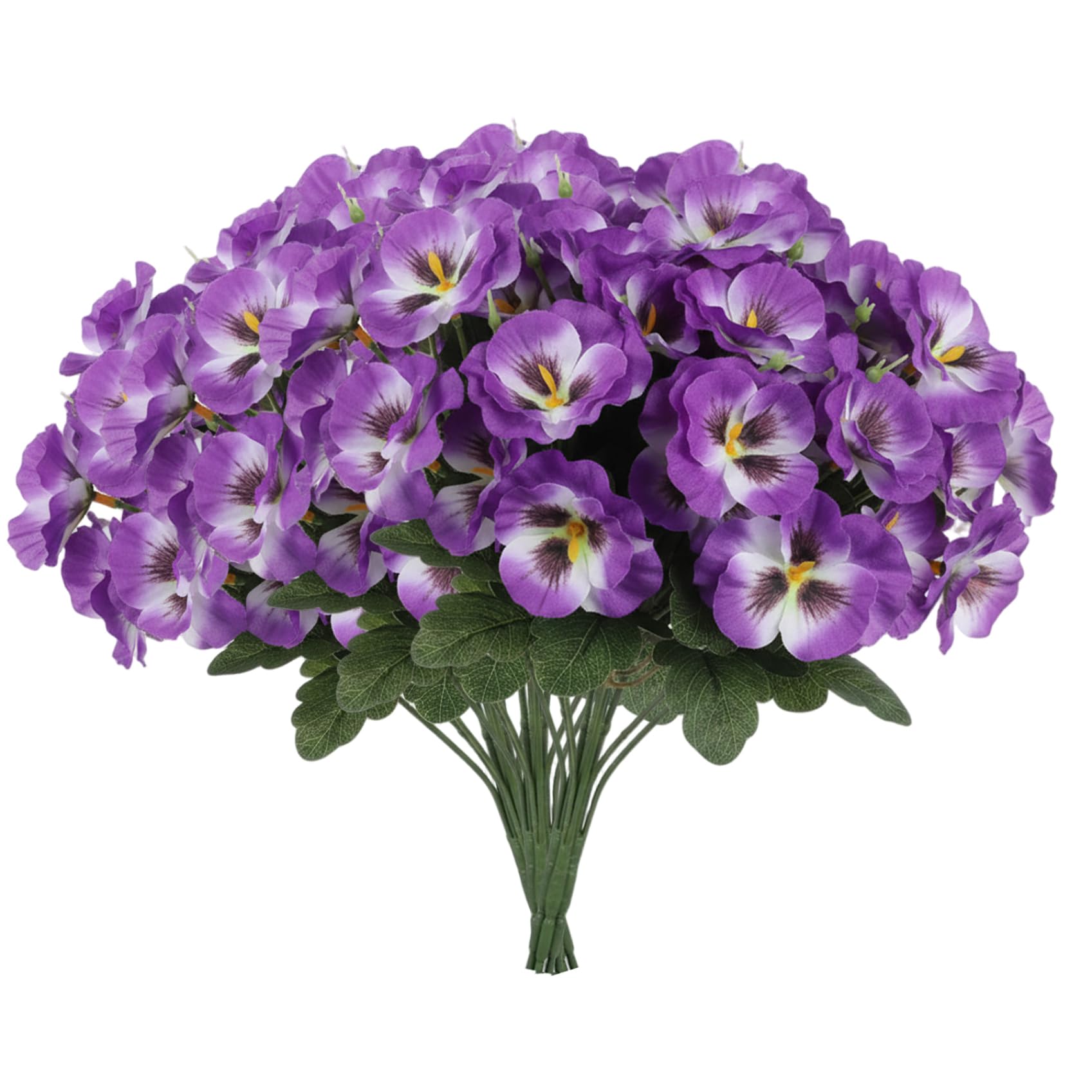 Licsaliwe Artificial Pansies - 10 Pack Realistic Silk Flowers with UV Protection, Purple for Outdoors