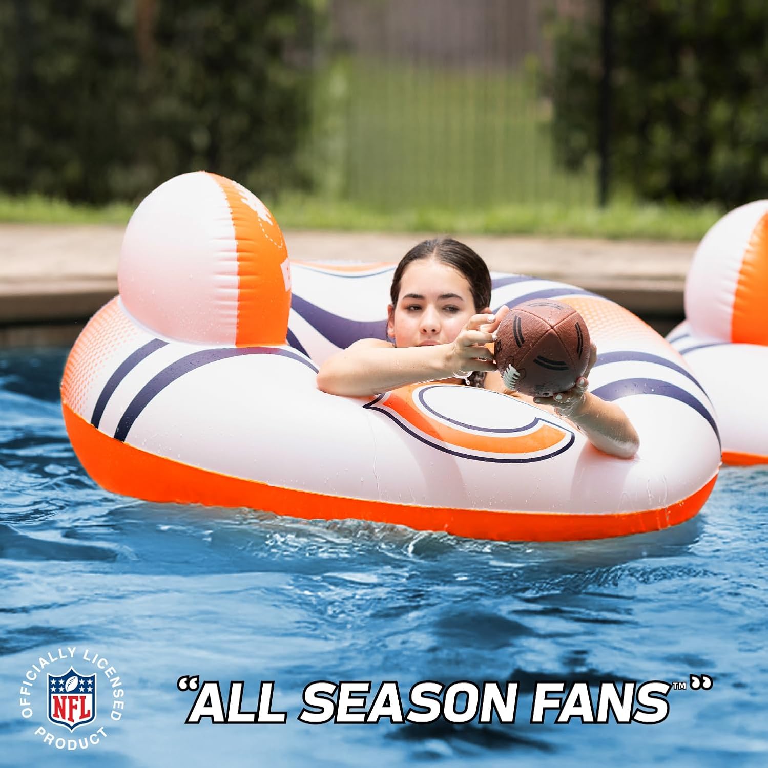 BigMouth 42” Inflatable Pool Floats Officially Licensed NFL Fan Gear Merchandise Back Support Inner Tube for Adults and Teens