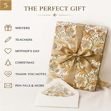 Italian Letter Writing Set with 10 Sheets & 10 Envelopes Cipro Writing Sheet Portfolio, Made in Italy, Elegant Floral Stationery, Luxury Correspondence Paper Set for Thank You Letters