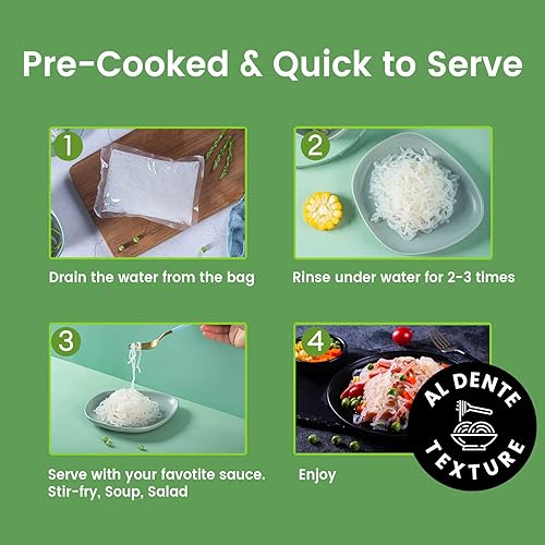 Miniatura 6 de Hethstia Fideos Shirataki, espaguetis Konjac, sin gluten, apto para dieta cetogénica, baja en carbohidratos, dieta vegana, sin OMG, kosher, listo