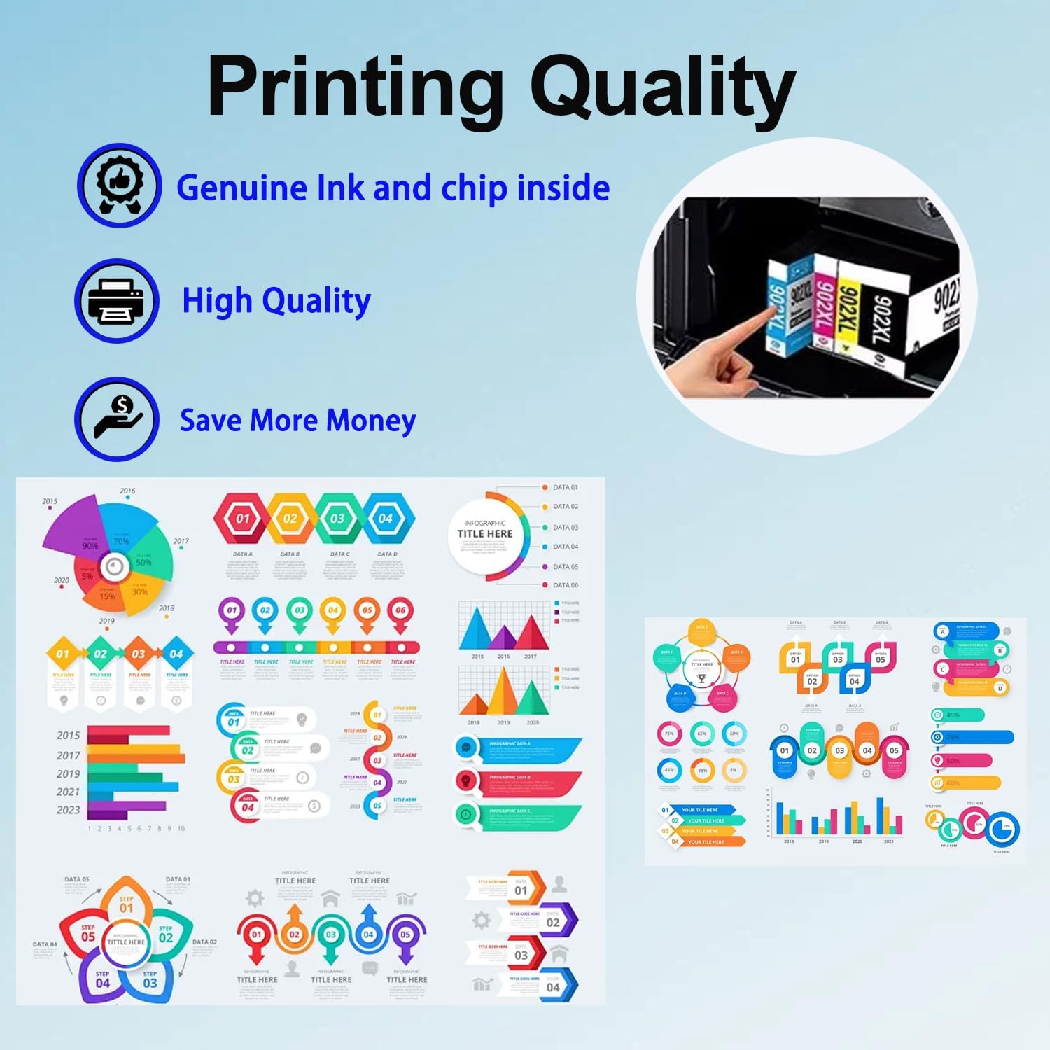 902XL 902 Ink Cartridge Use for Officejet Pro 6978 6968 6960 6970 Officejet 6951 6954 6956 6958 Printers (4-Pack)