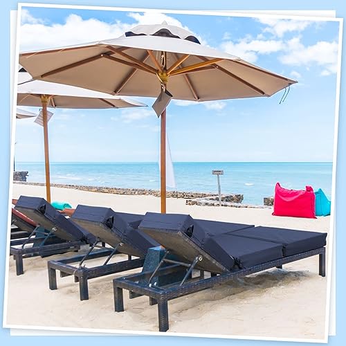 Miniatura 4 de Geelin Cojín de 2 piezas para silla exterior de 21 x 72 pulgadas, cojín de playa para asiento profundo, respaldo alto, cojín de patio, impermeable,