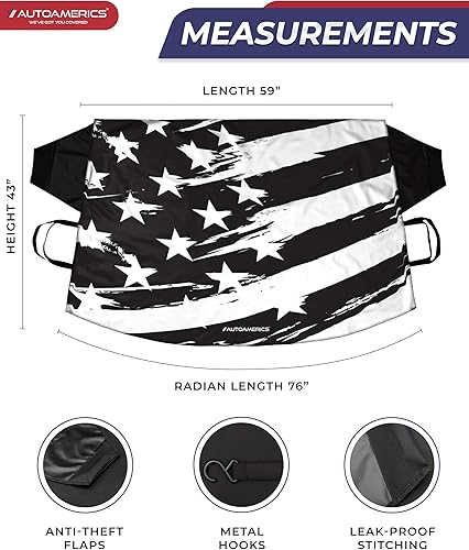 Miniatura 3 de AUTOAMERICS Cubierta de parabrisas para hielo y nieve, bloqueador de nieve y heladas de invierno, impermeable y resistente al viento, protector de