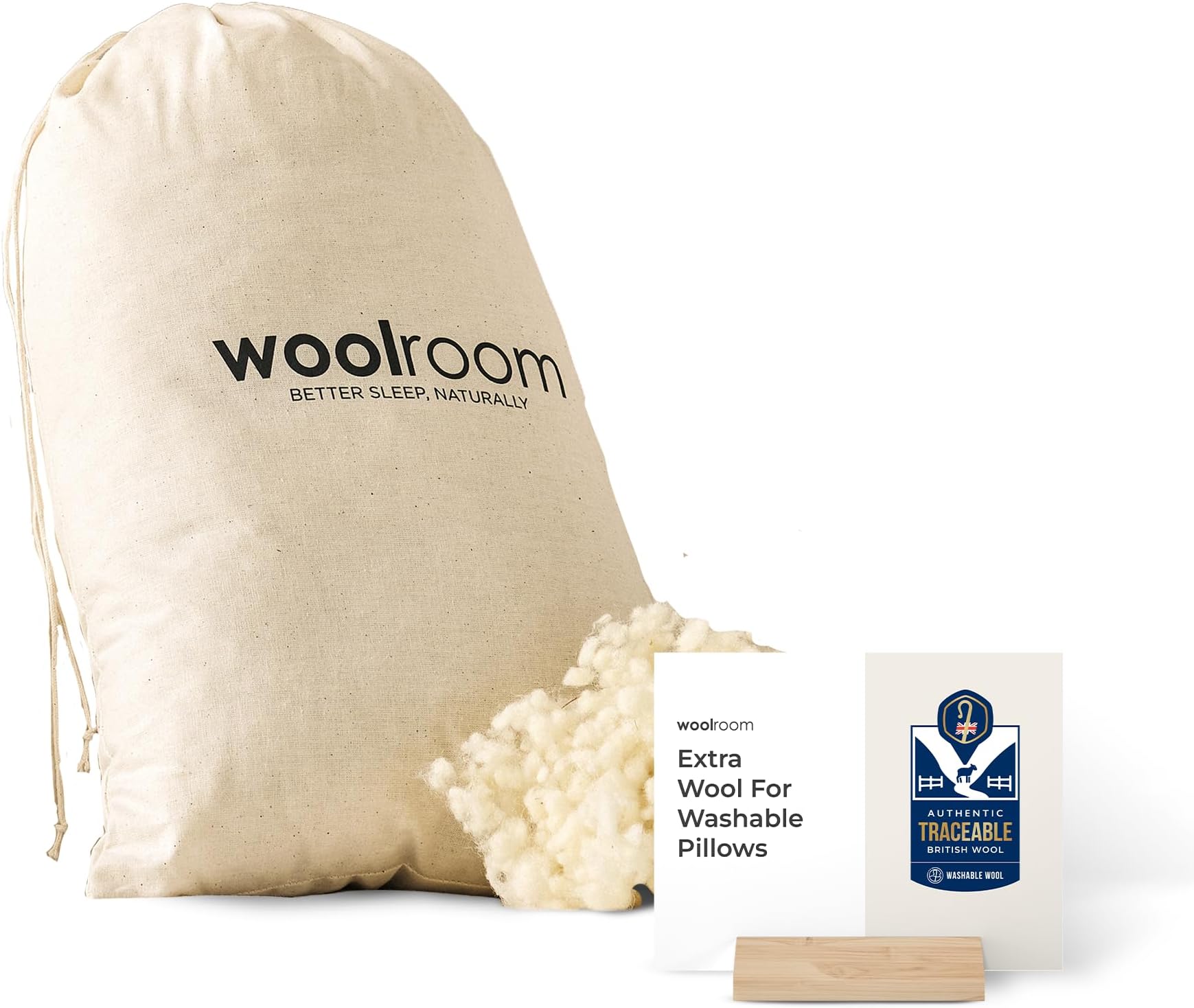WOOLROOM 100% British Woolly Balls Pillow Filling 250g - Extra Firmness or Stuffing for Deluxe Wool Bed Pillows - Certified Hypoallergenic Cooling Feather Down Alternative