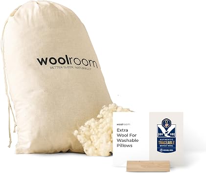 WOOLROOM 100% British Woolly Balls Pillow Filling 250g - Extra Firmness or Stuffing for Deluxe Wool Bed Pillows - Certified Hypoallergenic Cooling Feather Down Alternative