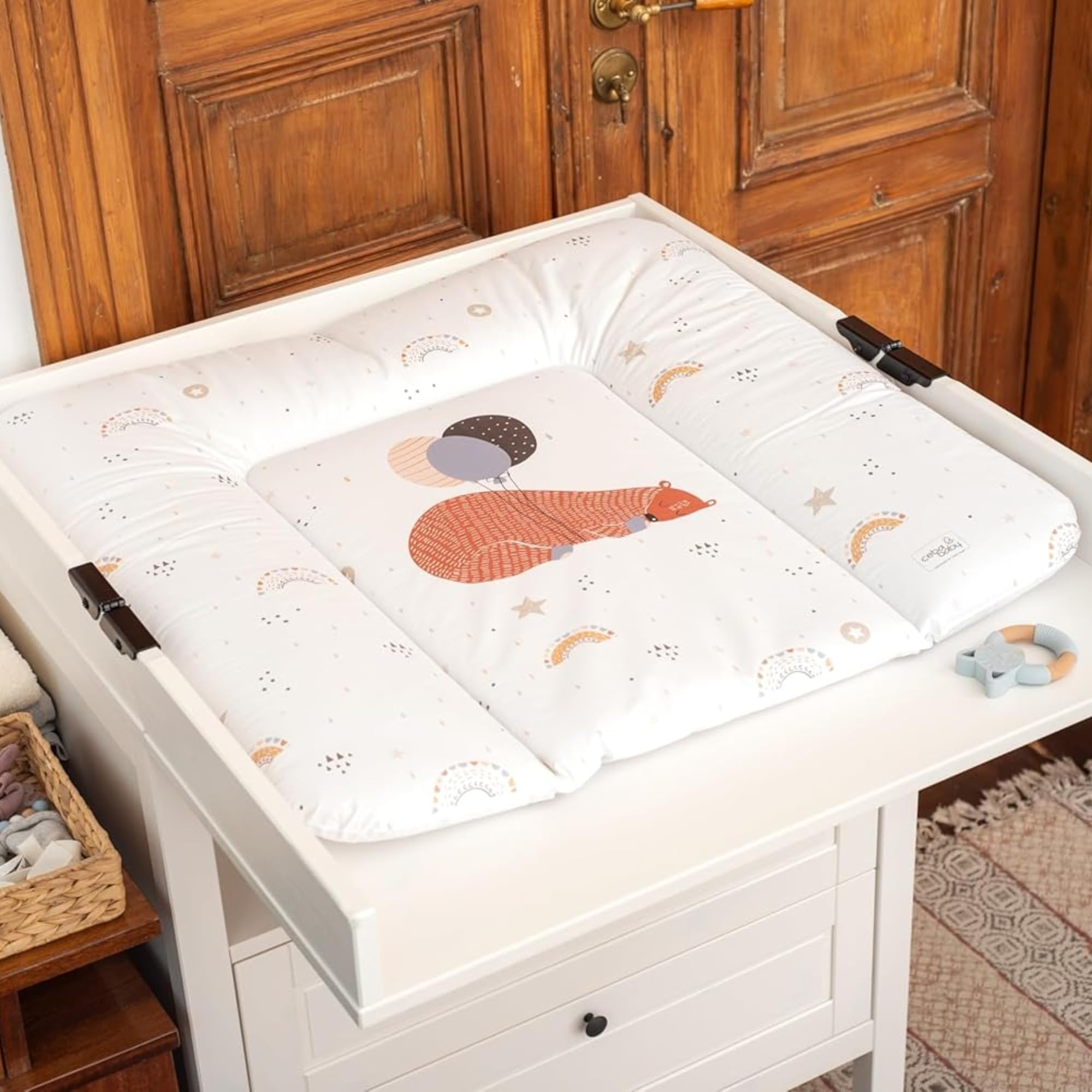 Ceba Baby® Fasciatoio Materassino - Fasciatoio neonato morbido - Cuscino Fasciatoio Lavabile per bambine e bambini - certificato Öko-Tex - impermeabile - 70x50 cm - Happy Safari