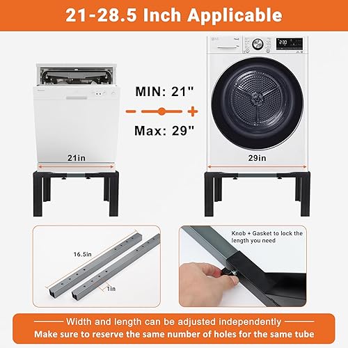 Miniatura 4 de Nefish Pedestal de acero para lavandería de altura de 12 pulgadas, pedestales de lavadora resistente, base de refrigerador ajustable con 4 pies