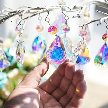 12 Pcs Crystal Sun Catcher, Hanging Ornament Crystals Chandelier Prism