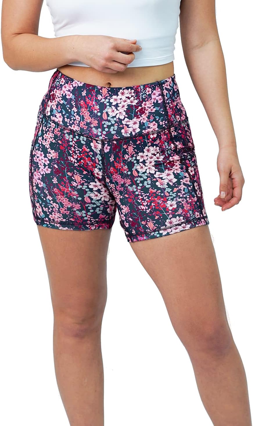 Tough Mode Women High Rise 5" Super Soft Athletic Shorts Pockets Bike Fitness Workout Running Yoga Tummy Control - Image 3