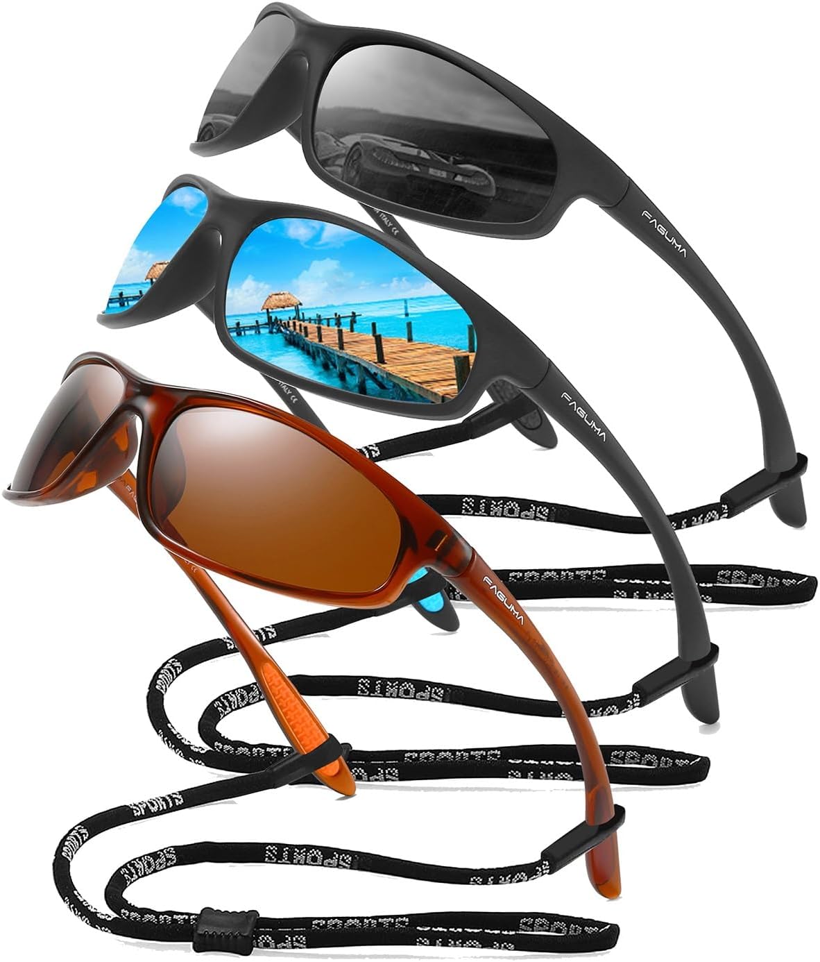FAGUMA Polarized Sports Sunglasses For Men Cycling Driving Fishing UV400 Protection
