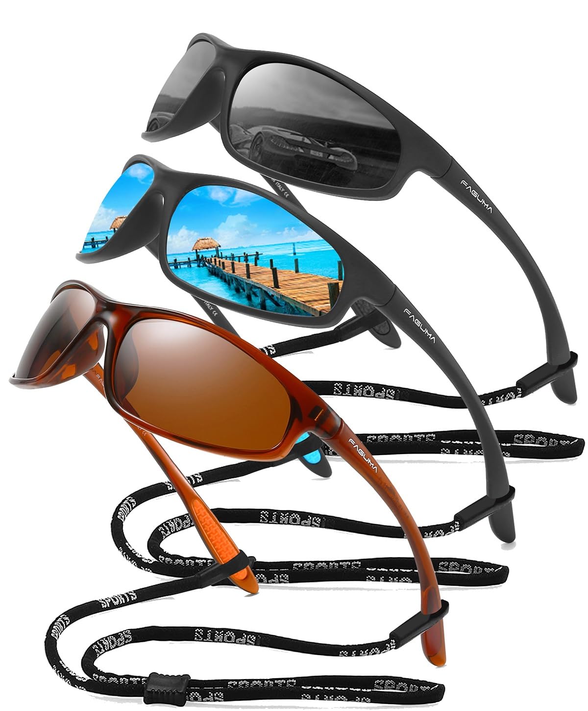 FAGUMA Polarized Sports Sunglasses For Men Cycling Driving Fishing 100% UV Protection