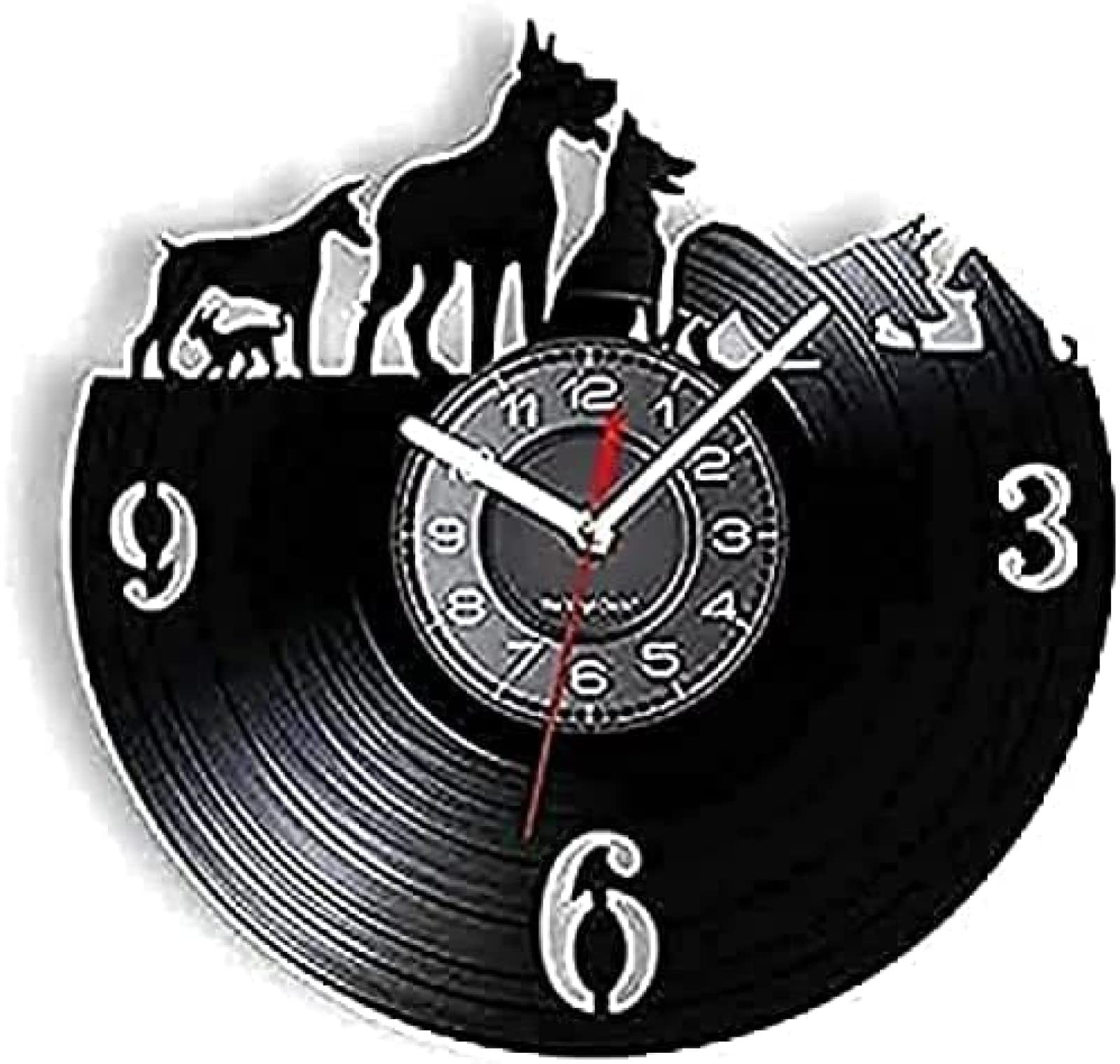 Horloge murale noire en vinyle au design moderne pour propriétaire de chiot