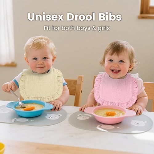 Miniatura 5 de Oiomniv Muslin Baby Bibs, 6-Pack Bandana Drool Bibs Soft Cotton Adjustable Unisex Newborn, Toddler for Drooling Teething