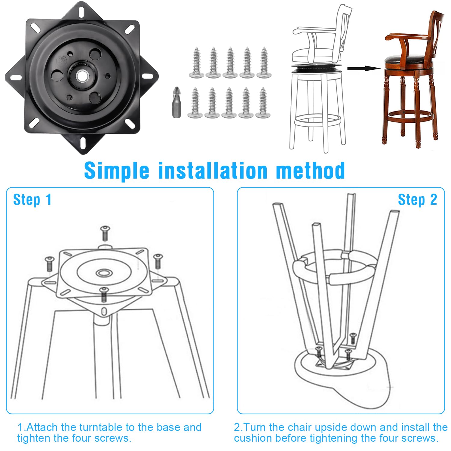 Piastra Girevole 360° - Cuscinetto Rotante Per Mobili, Portata 150kg - Foto 10