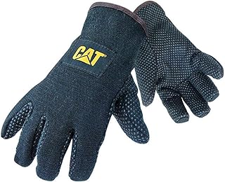CatÂ® CAT015300L Fleece Lined Jersey Work Gloves â€“ Â­Â­Large, Breathable, PVC Dotted Palm Gloves w/Gunn-Cut Design, Open Cuff