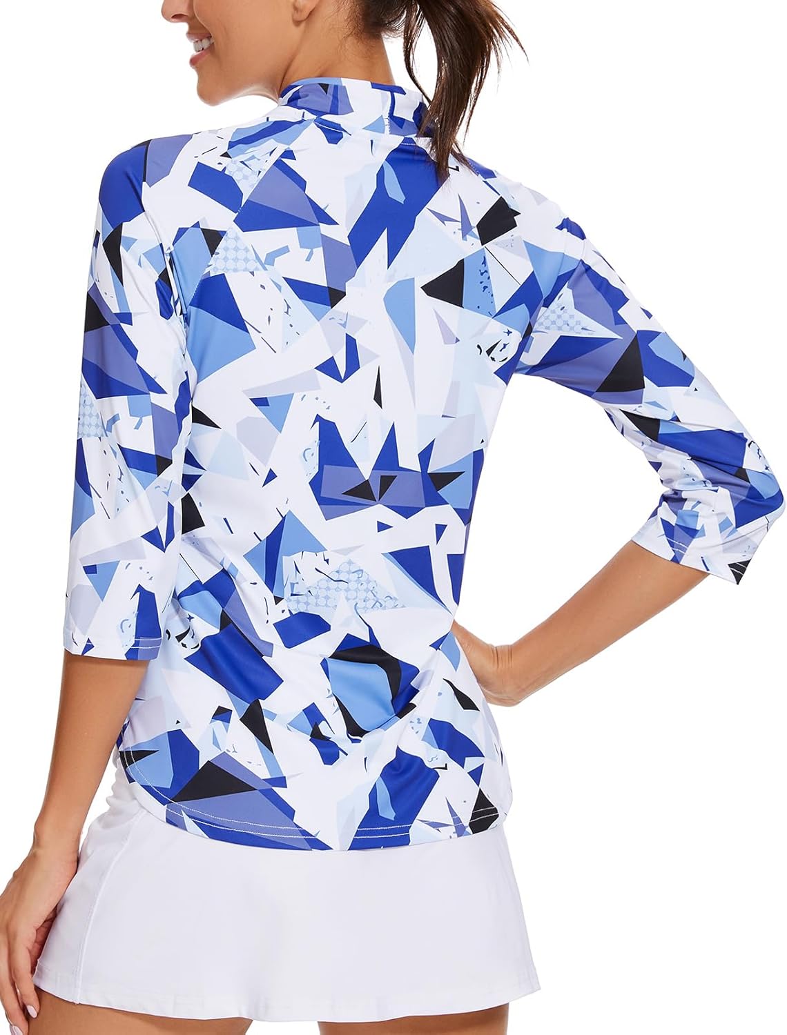 Cucuchy Womens Golf Shirt Quick Dry 3/4 Sleeve Quarter Zip Polo Workout Tops Tennis Shirts S-XXL - Image 2