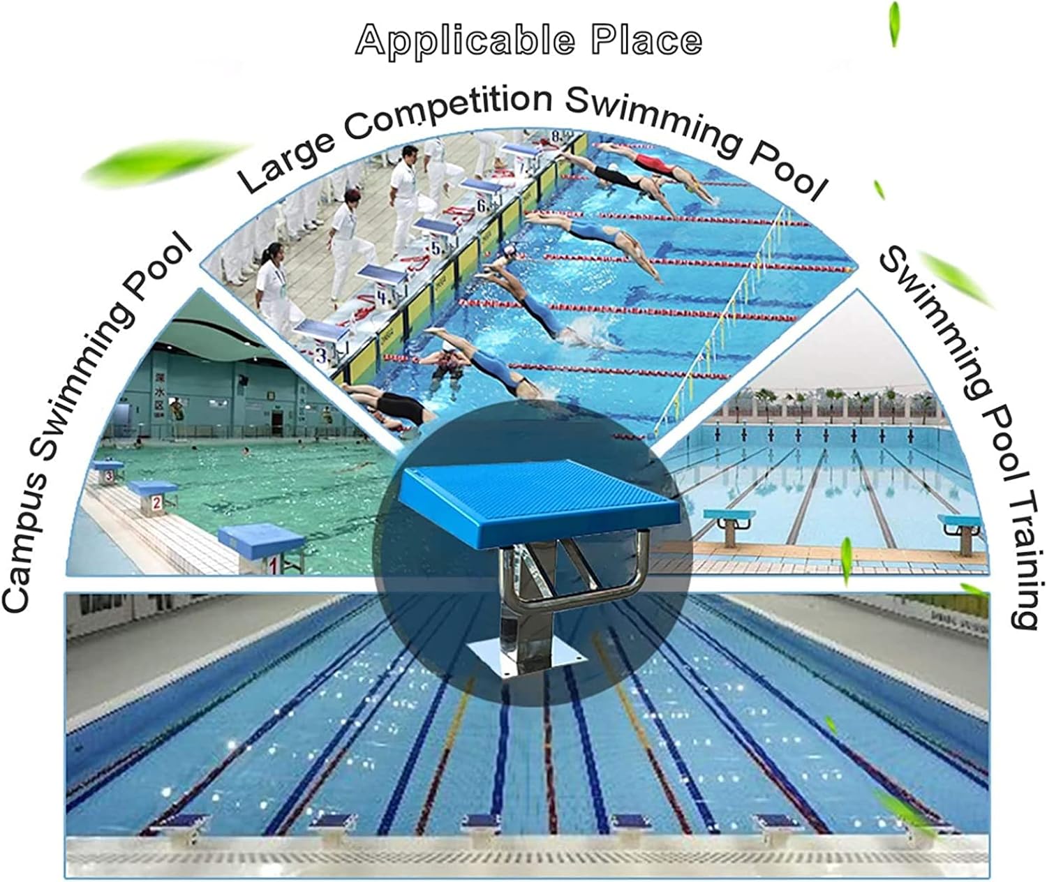 WANYE Pool Competition Jumping Platform, Non-Slip Diving Boards with Stainless Steel Base, Heavy Duty Diving Starting Block（19.7inch） 19.7inch