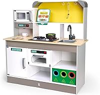 Vista 1 de Hape E3177 Cocina de Juego Deluxe con Microondas, Cafetera, Refrigerador, Horno, Placa con Sartén Diversión con Muchos Accesorios, a partir de 3
