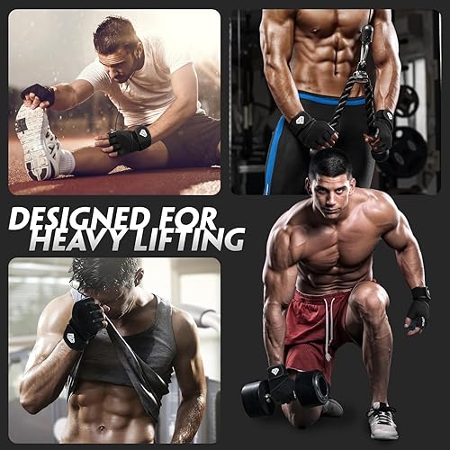 Miniatura 6 de Guantes de entrenamiento para gimnasio, guantes de levantamiento de pesas para hombres y mujeres con almohadilla completa para la palma de la mano,