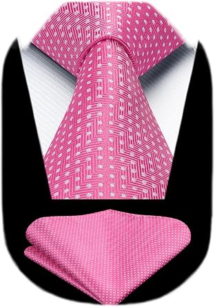 HISDERN Polka Dot Ties for Men Classic Silk Ties and Pocket Square Formal Business Necktie Handkerchief Wedding Party