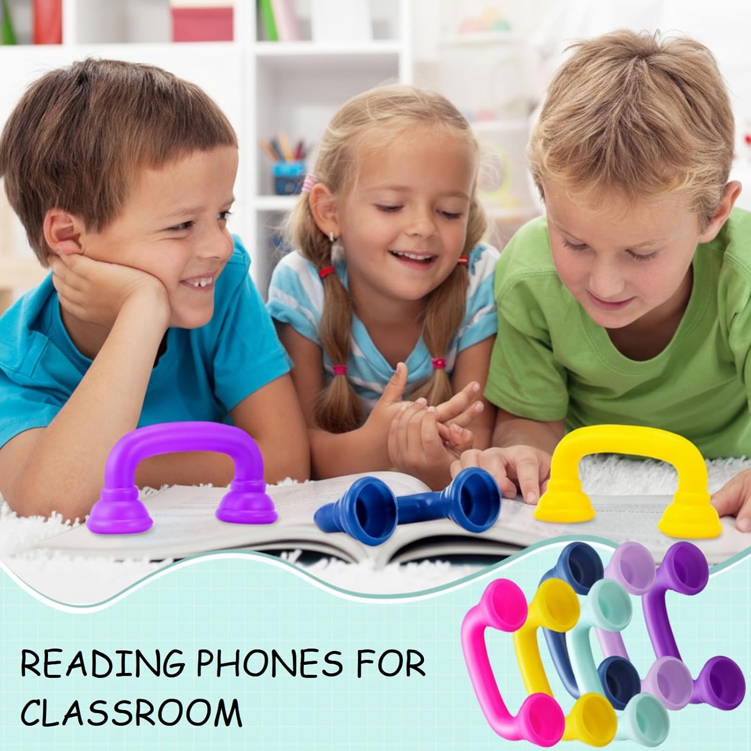 Shappy 48 Pcs Colorful Reading Phones Auditory Feedback Hear Myself Sound Phone Speech Therapy Toy Tool for Classroom Accelerate Reading Fluency Comprehension and Pronunciation (Rainbow Color)