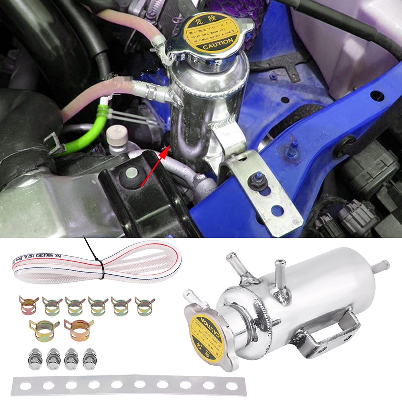 Serbatoio di espansione del liquido di raffreddamento, Serbatoio del liquido di raffreddamento, Liquido del radiatore del collettore del serbatoio di troppo pieno per SUV in alluminio 350 ml