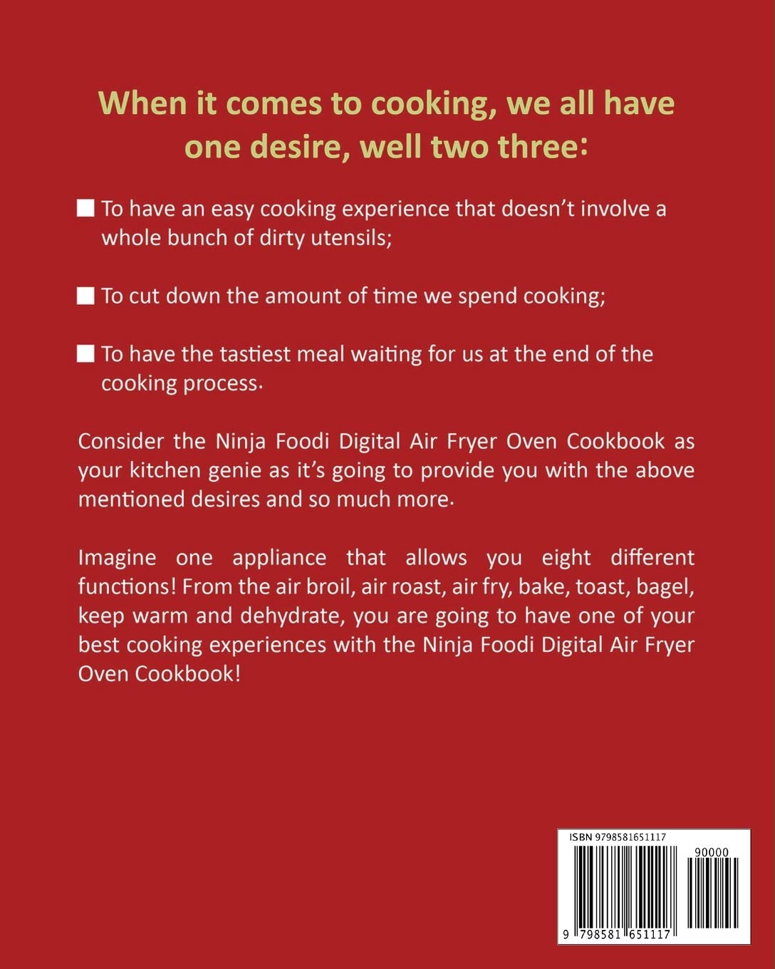 Back cover of Ninja Foodi Digital Air Fryer Oven Cookbook 1000