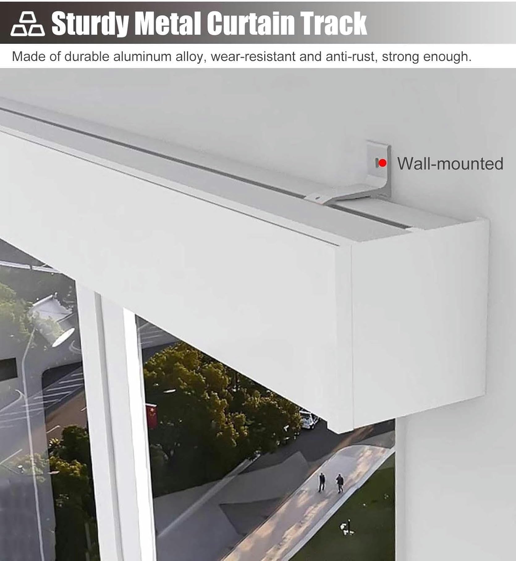 Cache-Rideau Blanc avec Tringle à Rideau Simple pour Fixation Murale (130 cm / 4,3 pi), Supports Inclus