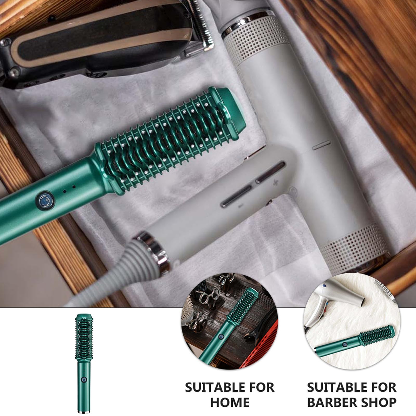 Spazzola Lisciante Portatile USB 2600mah per Viaggio, Verde