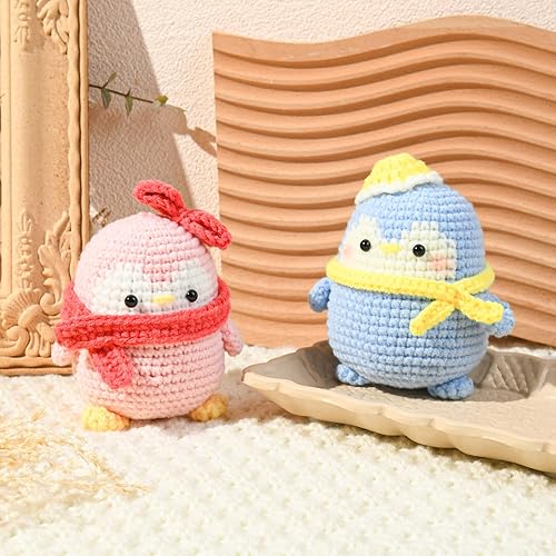 Miniatura 8 de Brikabia Kit de ganchillo para principiantes, 2 kits de aprendizaje de ganchillo que incluyen ganchillos, hilo de tejer suave, tutoriales en video