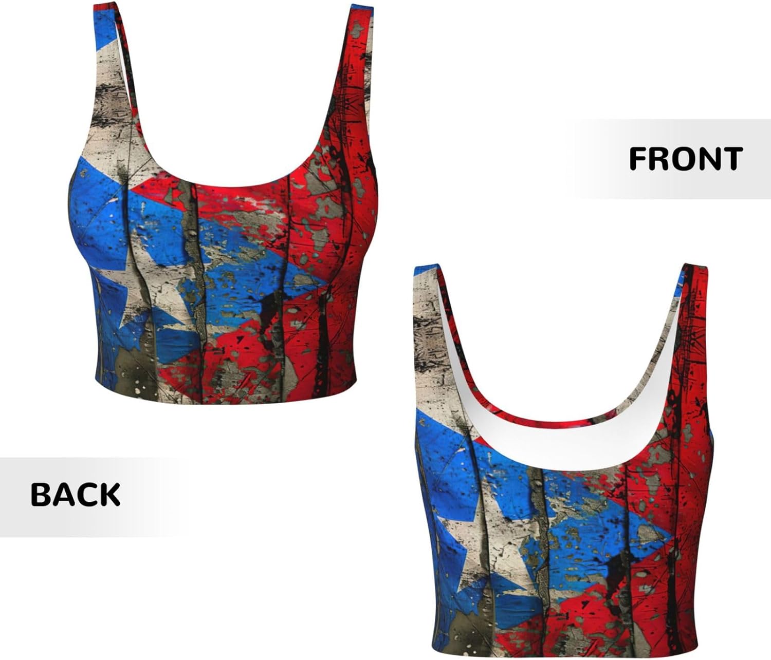 Puerto Rico Wallpaper Flag Print Yoga Bras for Women,Padded Workout Tank Top with Built-in Bra,for Running Gym