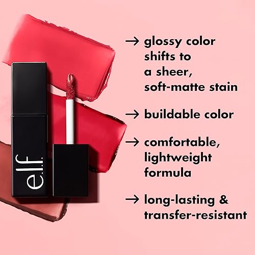 Miniatura 9 de e.l.f. Cosmetics - Tinte de labios brillante, ligero, de larga duración, para un toque de color puro y un efecto de brillo sutil, Coral Cutie
