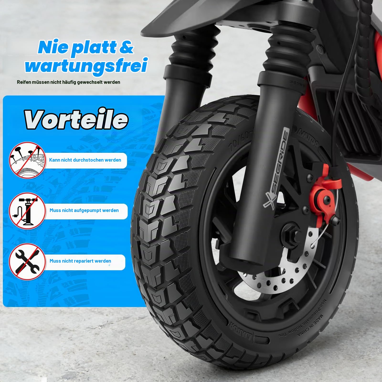 70/60-7.5 Reifen Vollgummi Offroad für Segway ZT3 Pro/Segway-Ninebot MAX G3 Reifen E Scooter Vollgummi 11 Zoll 70/60-7,5, Abriebfeste & Pannensichere, Wartungsfrei & Langlebig, Schwarz, 1PCS