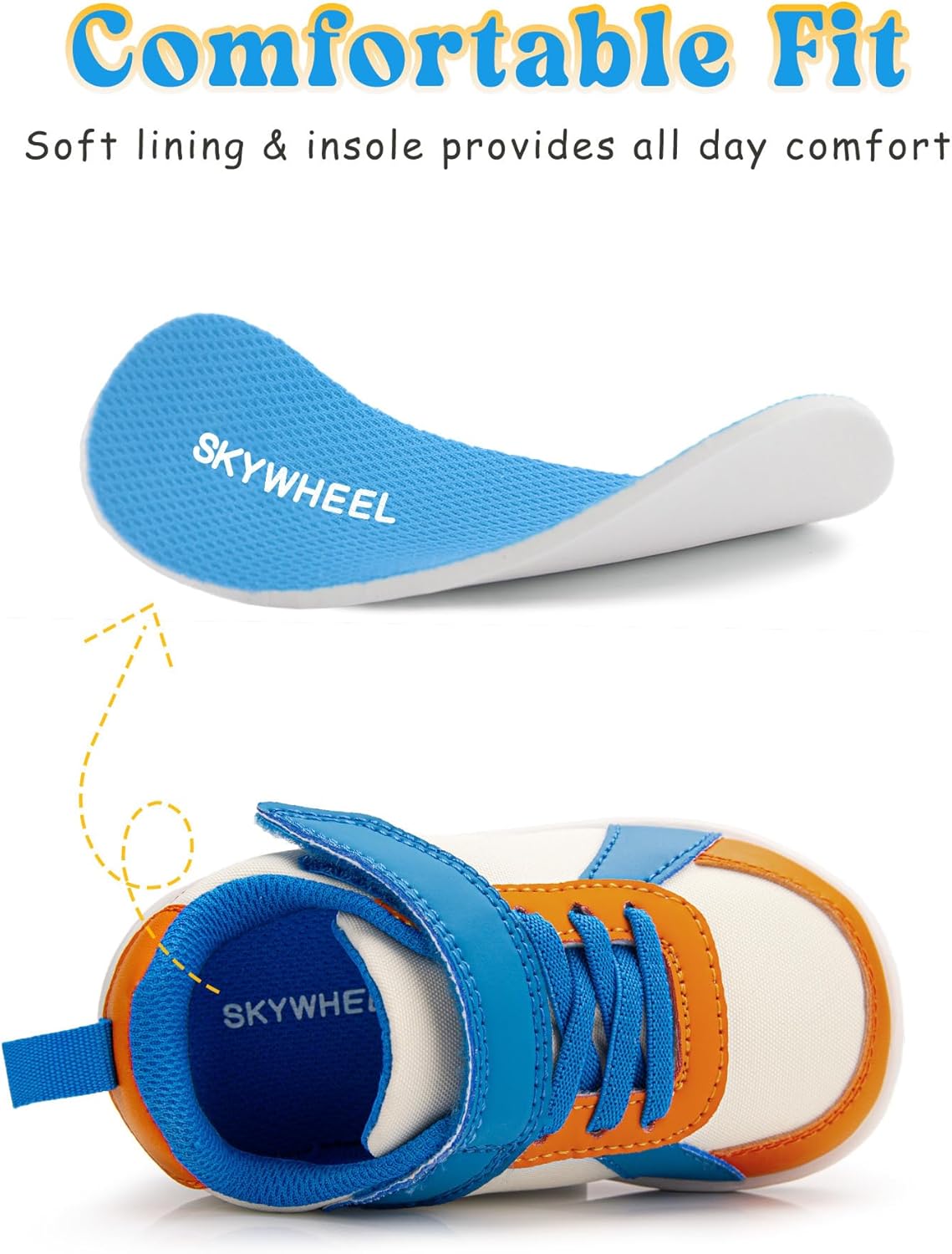 SKYWHEEL Toddler Wide Toe Box Barefoot Shoes Boys Sneakers Kids Tennis Shoes Comfort Lightweight Zero Drop Walking Shoe for Indoor/Outdoor Play - Image 6