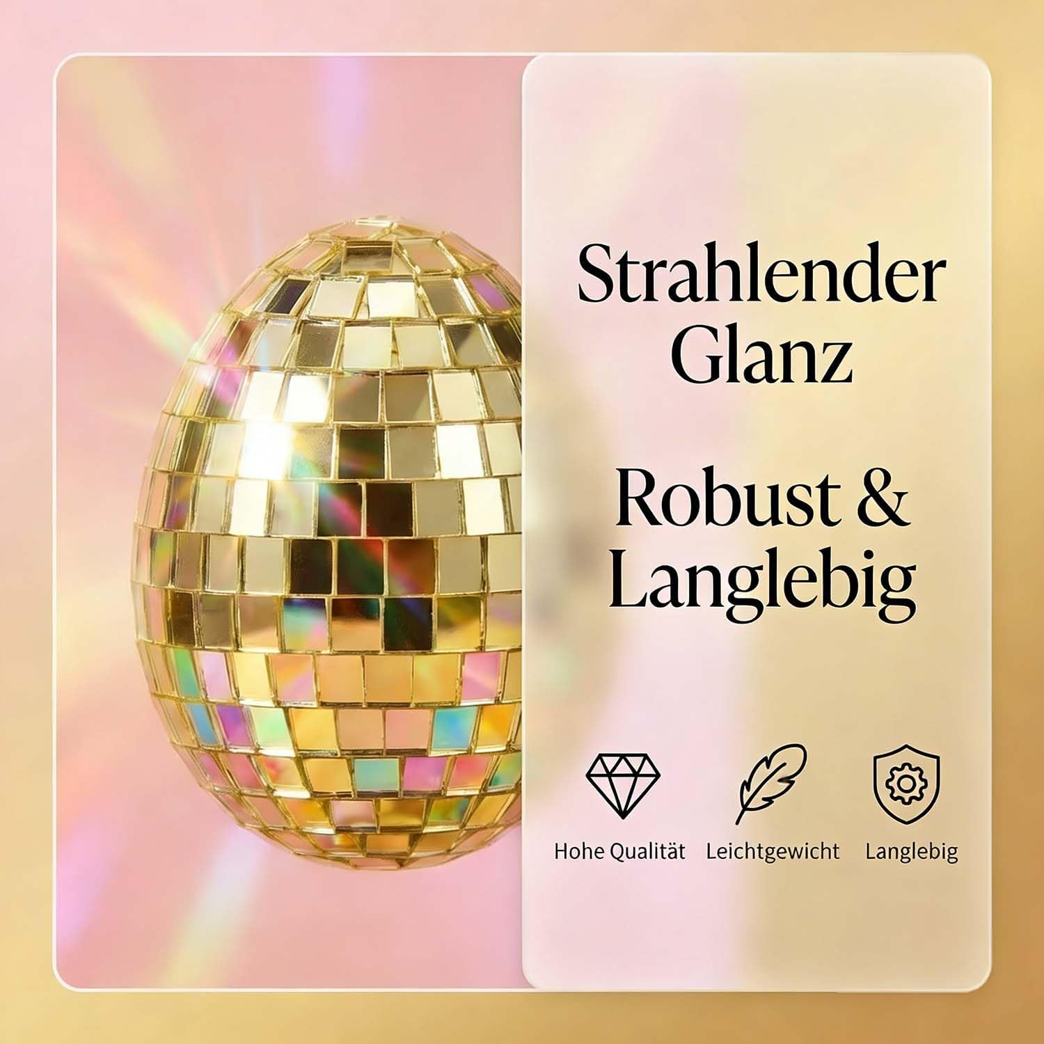 Pack of 8 Disco Easter Eggs in Disco Ball Design - Mirror Glass Easter Eggs for Hanging, Glittering Decorative Eggs for Easter Tree, Spring Decoration & Party Accessories - Random Colours (Pink)