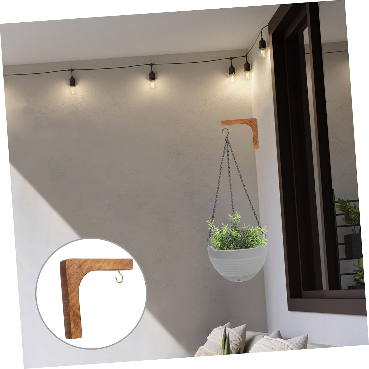YARNOW 4pcs Boho Wall Hanging Plant Hanger Indoor Plant Hanger Wooden Bracket Hook