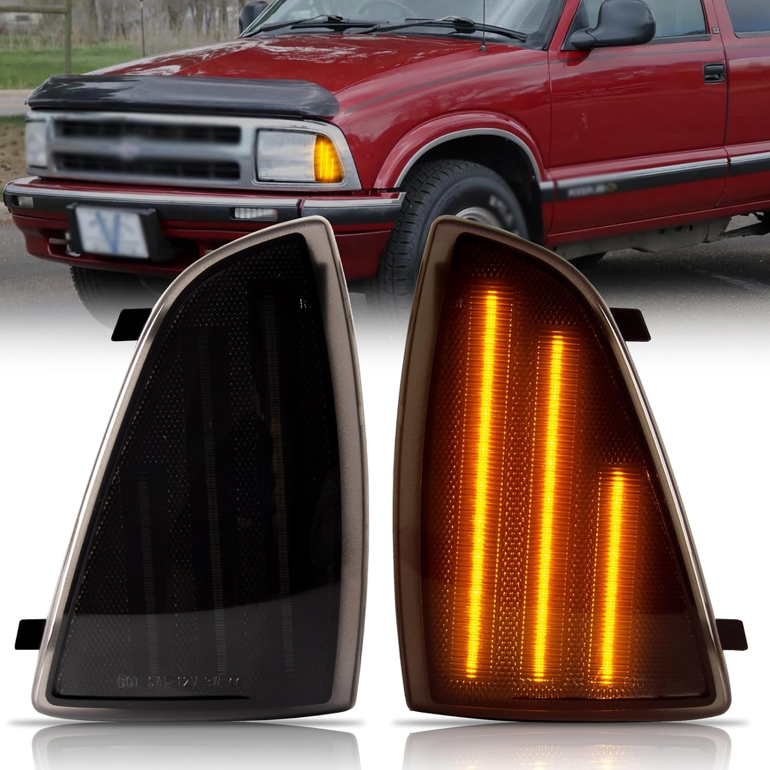 UNIONSTAR LED Front Corner Light Side Marker Light Compatible with 19941997 Chevy