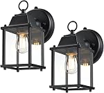 Lanterne de mur extérieur LIT-Path, Wall Sconce comme installation d'éclairage de porche, E26 Base, boîtier en aluminium Plus Verre, eau-proof et extérieur évalué, ETL Qualifiés, 2-Pack, blanc