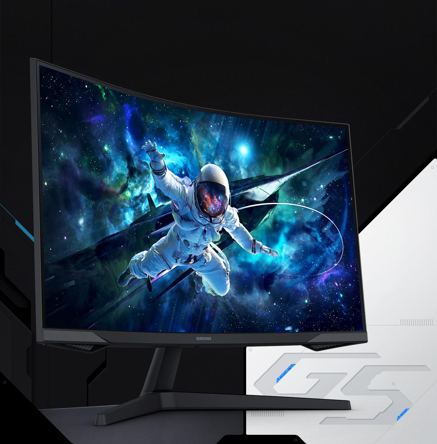 Samsung Ecran PC Odyssey G55C 32’’, 165Hz , 1ms, Dalle VA Incurvée 1000R, QHD : 2560x1440, 2500:1,HDR10, AMD FreeSync, Auto Source Switch +, Pied Ajustable, DisplayPort, HDMI