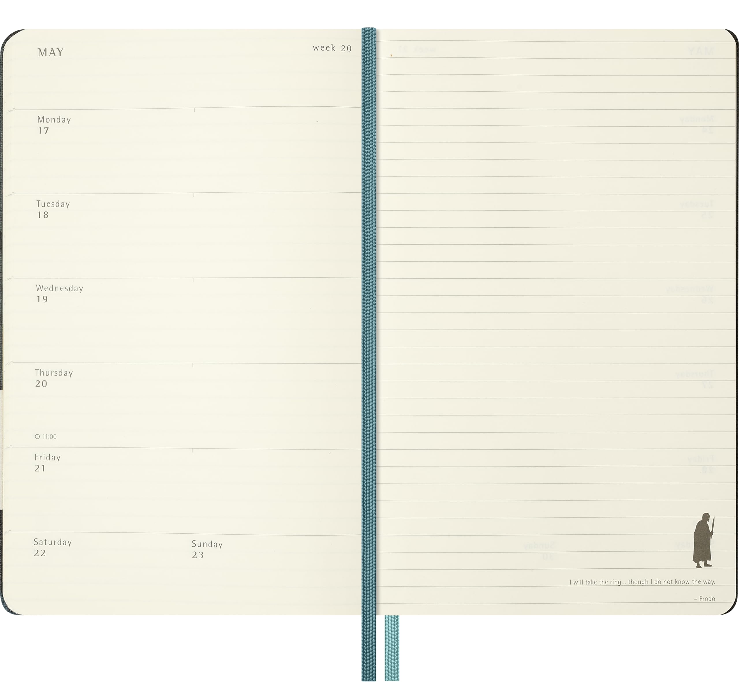 Moleskine Agenda Semanal 12 Meses 2027, Agenda El Señor de los Anillos con Rayas con Tapa Dura y Cierre Elástico, Gandalf, Formato L 13x21 cm